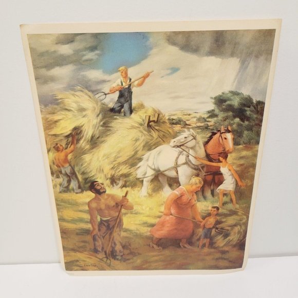 Art Vtg Nas1939 Lithograph Farmer And The Raincloud By Russell Cowles